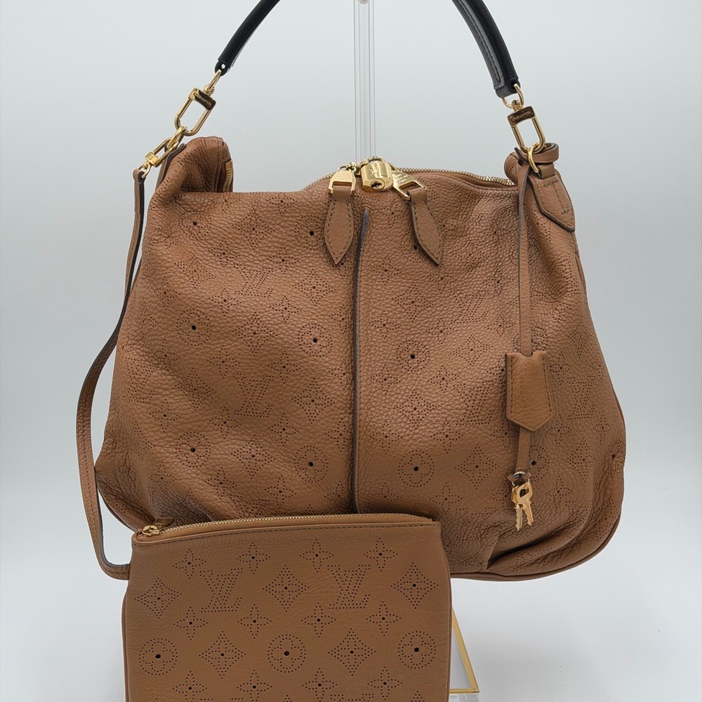 Louis Vuitton LV Serena PM Mahina Caramel Designer Bag - NO Shoulder Strap